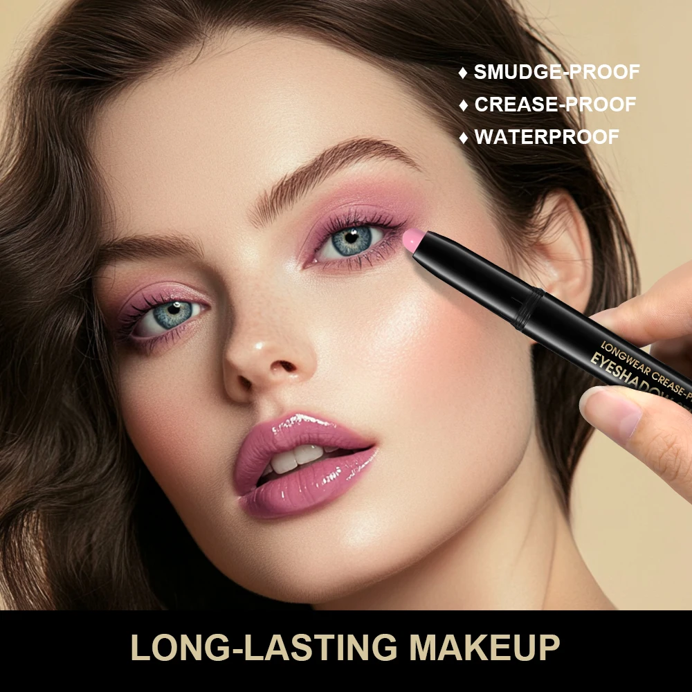 10 Colors Longwear Crease-proof Eyeshadow Pencil Stick Lasting Glitter Shimmer Matte Eye Shadow Highlighter Pen Eyes Makeup Too