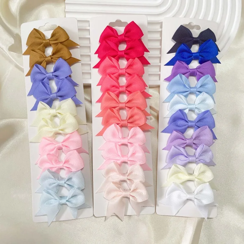 

10Pcs/Set Solid Color Kids Bows Hair Clips for Baby Girls Handmade Ribbon Bowknot Hairpin Barrettes Hair Accessories