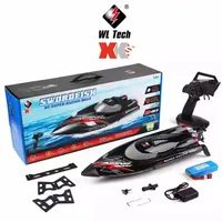 WLtoys Remote Control Brushless High Speed Boat Anti-rollover Low Electric Alarm with Light Speedboat Adult Children Toy Gift