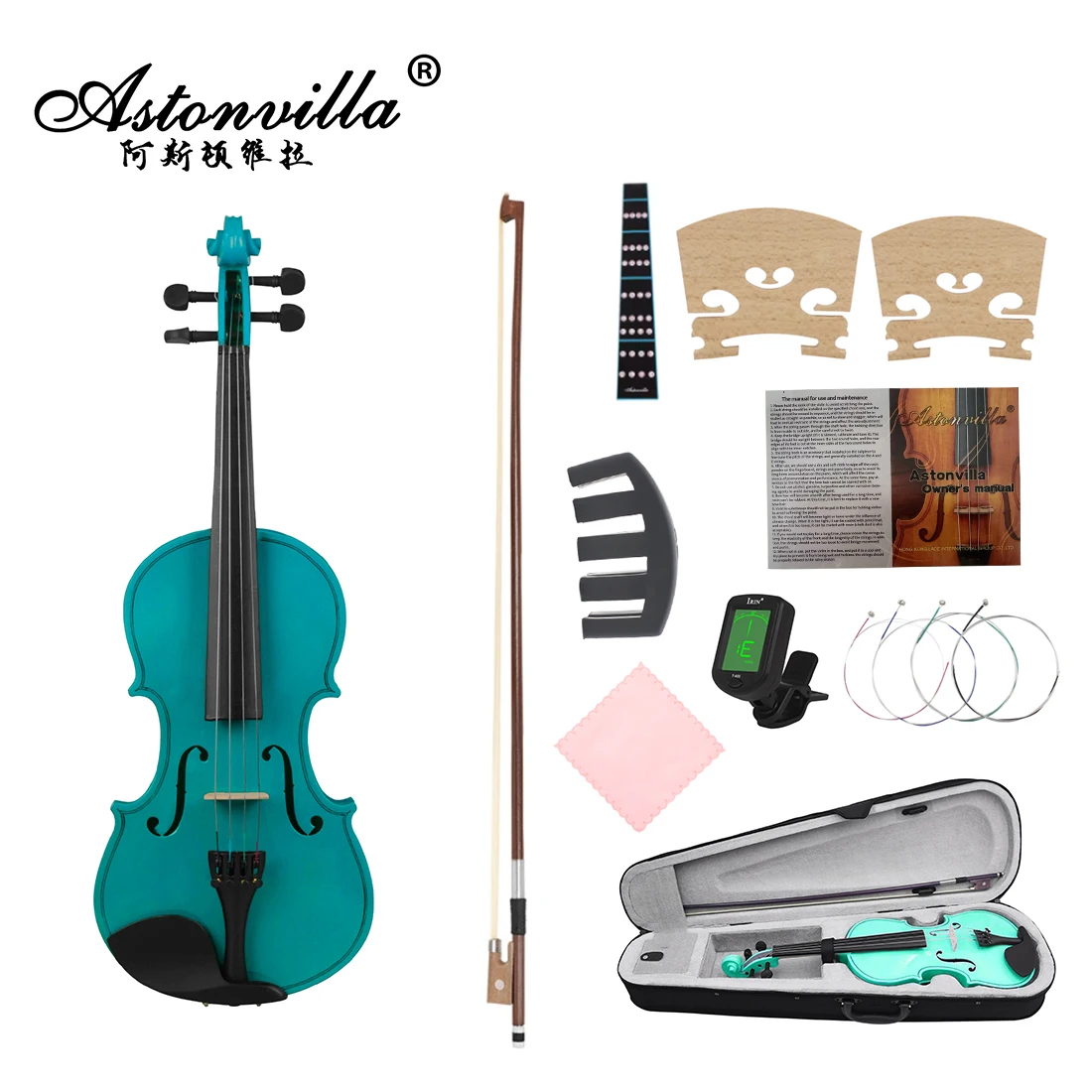 

Astonvilla 4/4 Violin Series Set Blue Made of Basswood Violin Instrument Accessories Suitable for Professional Performances