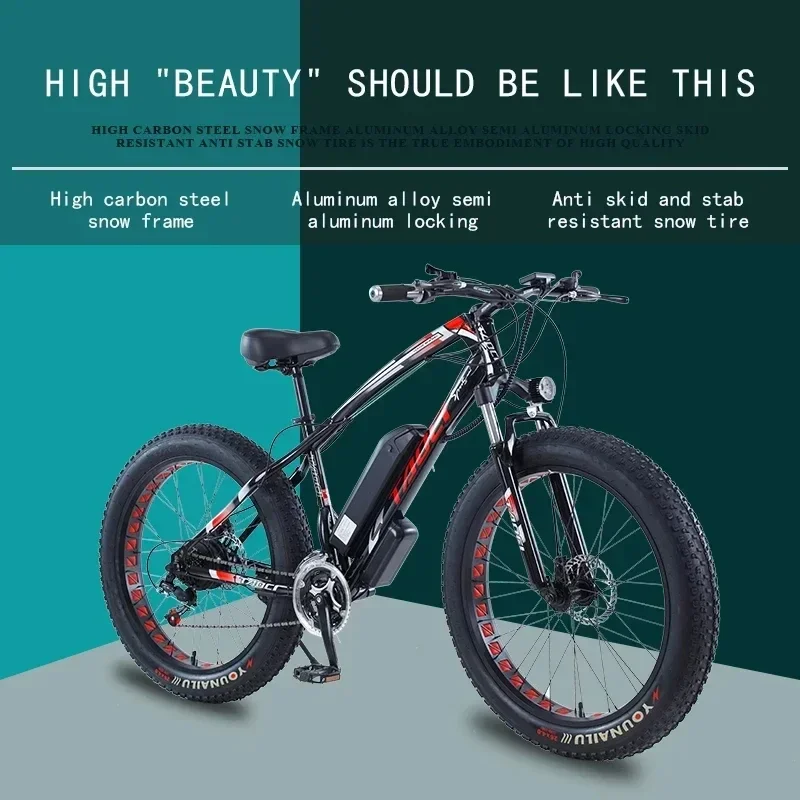 AKEZ Stad Elektrische Fiets 750W Krachtige Motor 48V13AH Batterij 26*4.0 Band Sneeuw Elektrische Fiets 21 Speed Mountain e-Bike