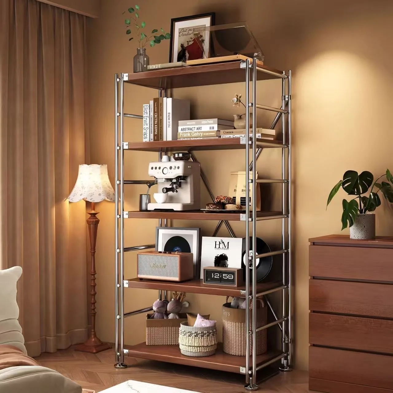 Multi-layer bookshelf storage rack for living room sundries sorting balcony kitchen multi-function storage cabinet