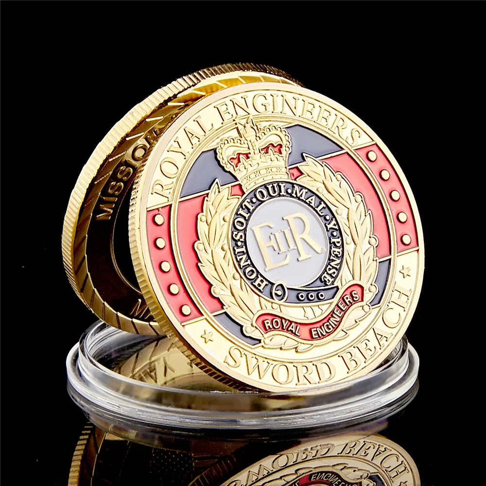 

ER Royal Engineers D-DAY Sword Beach Gold Plated Commemorative Challenge Coin Collectible