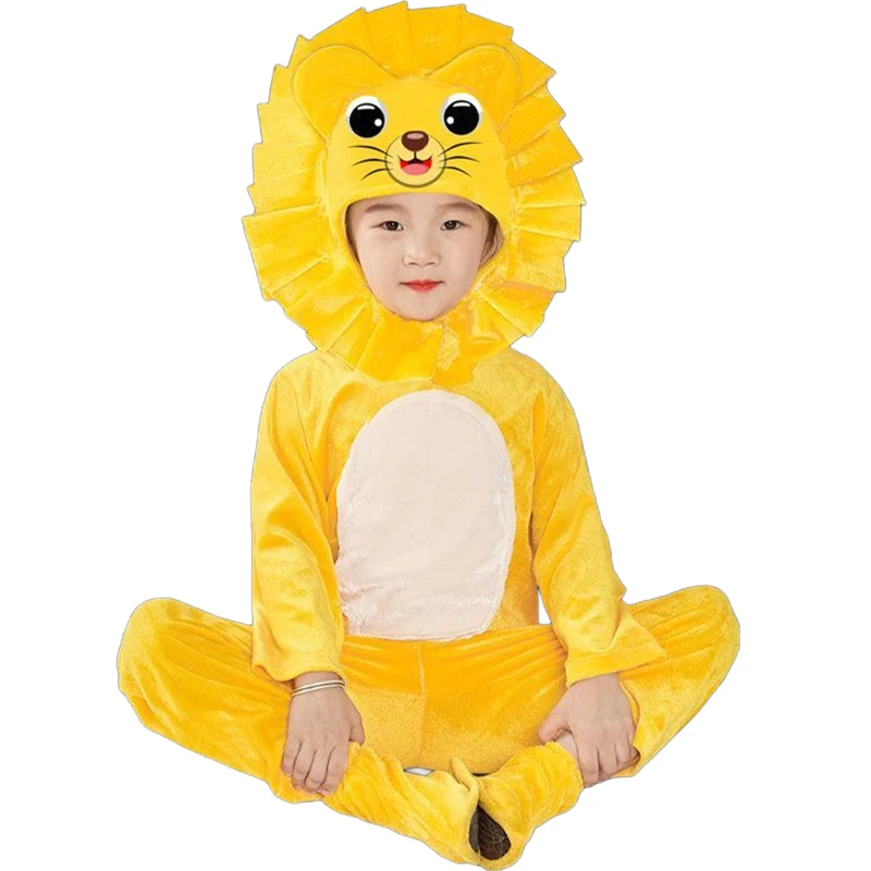 Space Little Boys Gold Lion Costume for Kids Girls Lion King Animal Dance Children Outfit Cartoon Lion Suit