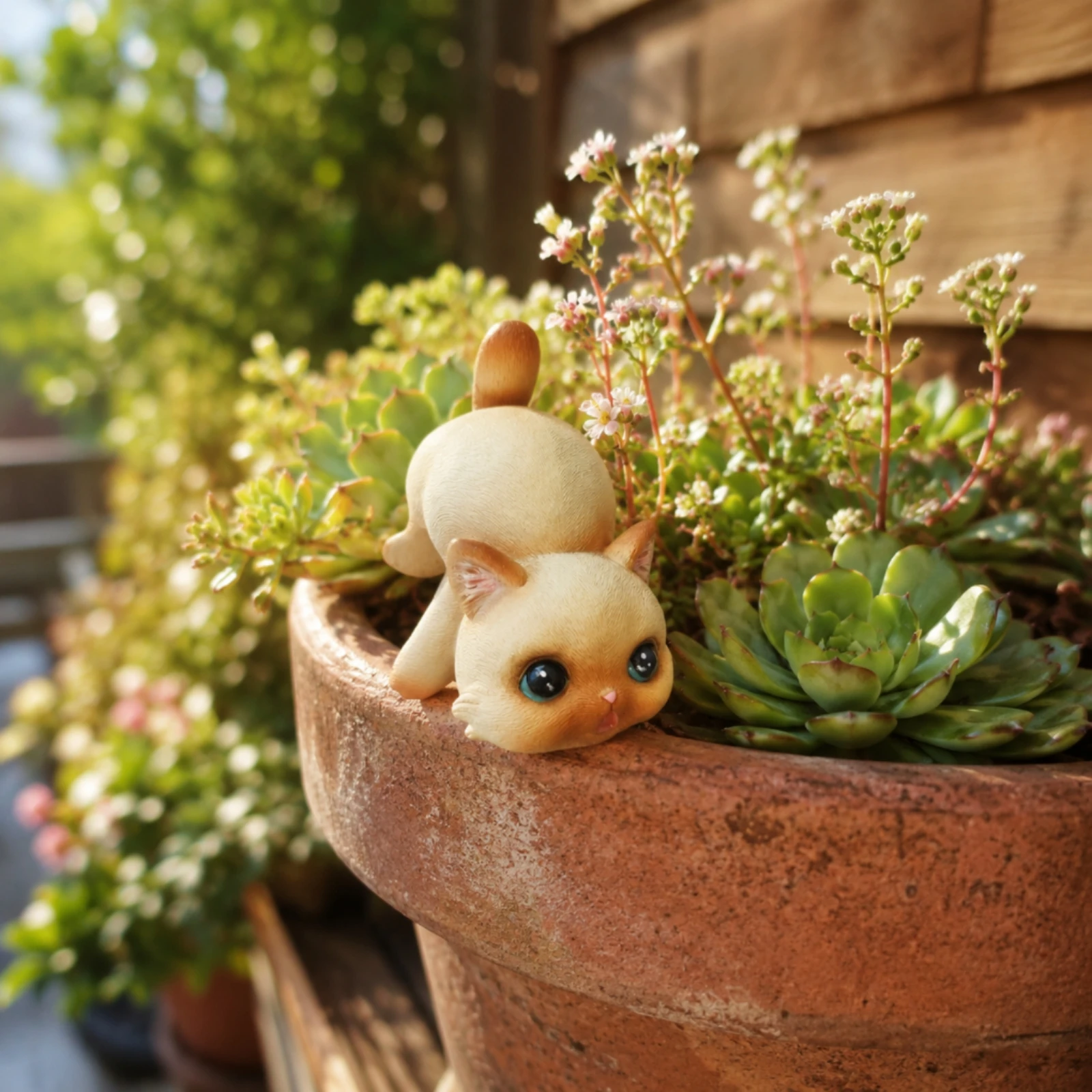 Planted Aquarium Models - กระถางต้นไม้รูปแมวเรซิ่น ของตกแต่งขอบกระถาง แขวนต้นไม้ขนาดเล็ก น่ารัก สำหรับตู้ปลา บ่อปลา