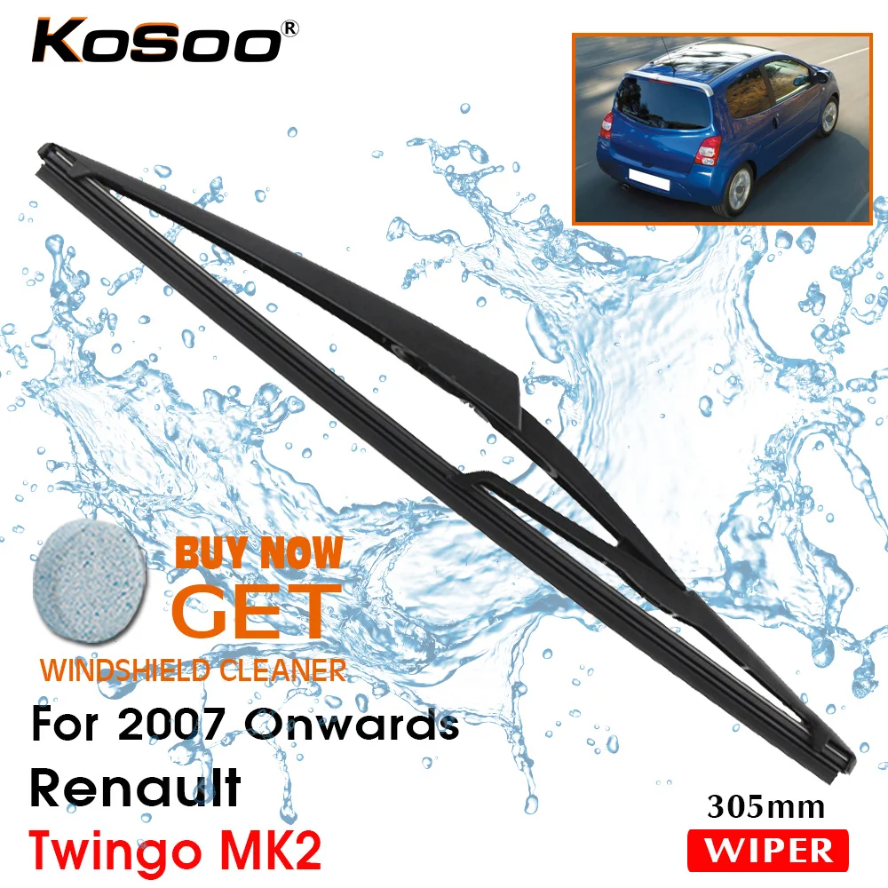 KOSOO Auto Rear Car Wiper For Renault Twingo MK2,305mm 2007 Onwards Rear Window Windshield Blades Arm,Car Styling Accessories