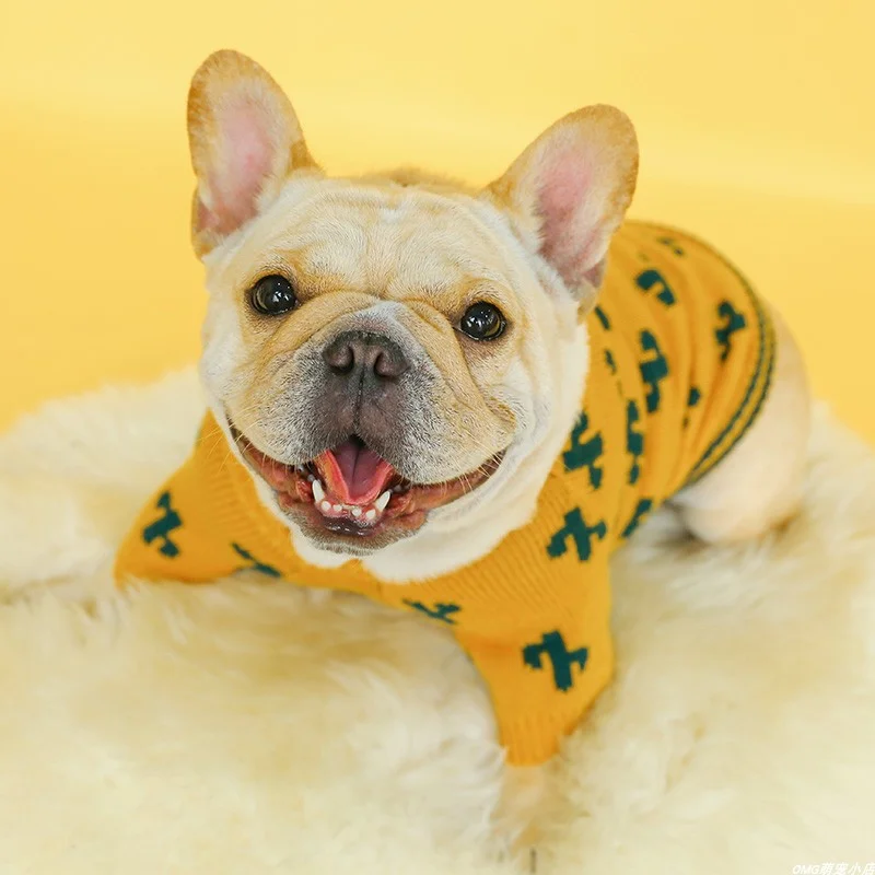 1PC Pet Clothing Dog Autumn and Winter Thickened Warm Ginger Cactus Knitted Elastic Pullover Sweater For Small Medium Dogs