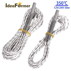3D Printer Accessories 1m/2m Heater 12V/24V 50W Heating Tube 6*20mm for High Temperature Filament Hotend Kit Heating Pipe