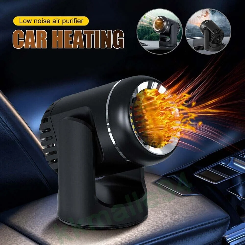 12V 130W Car Heater Fan Adjustable Windshield Defogging Defroster Portable Heating and Cooling Hair Dryer Winter Car Accessories