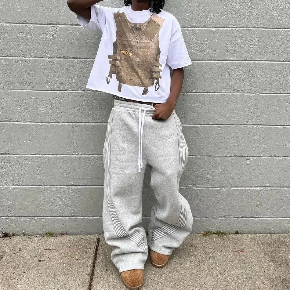 

Мужские полосатые джоггеры, свободный крой, прямые спортивные штаны, повседневные брюки для отдыха