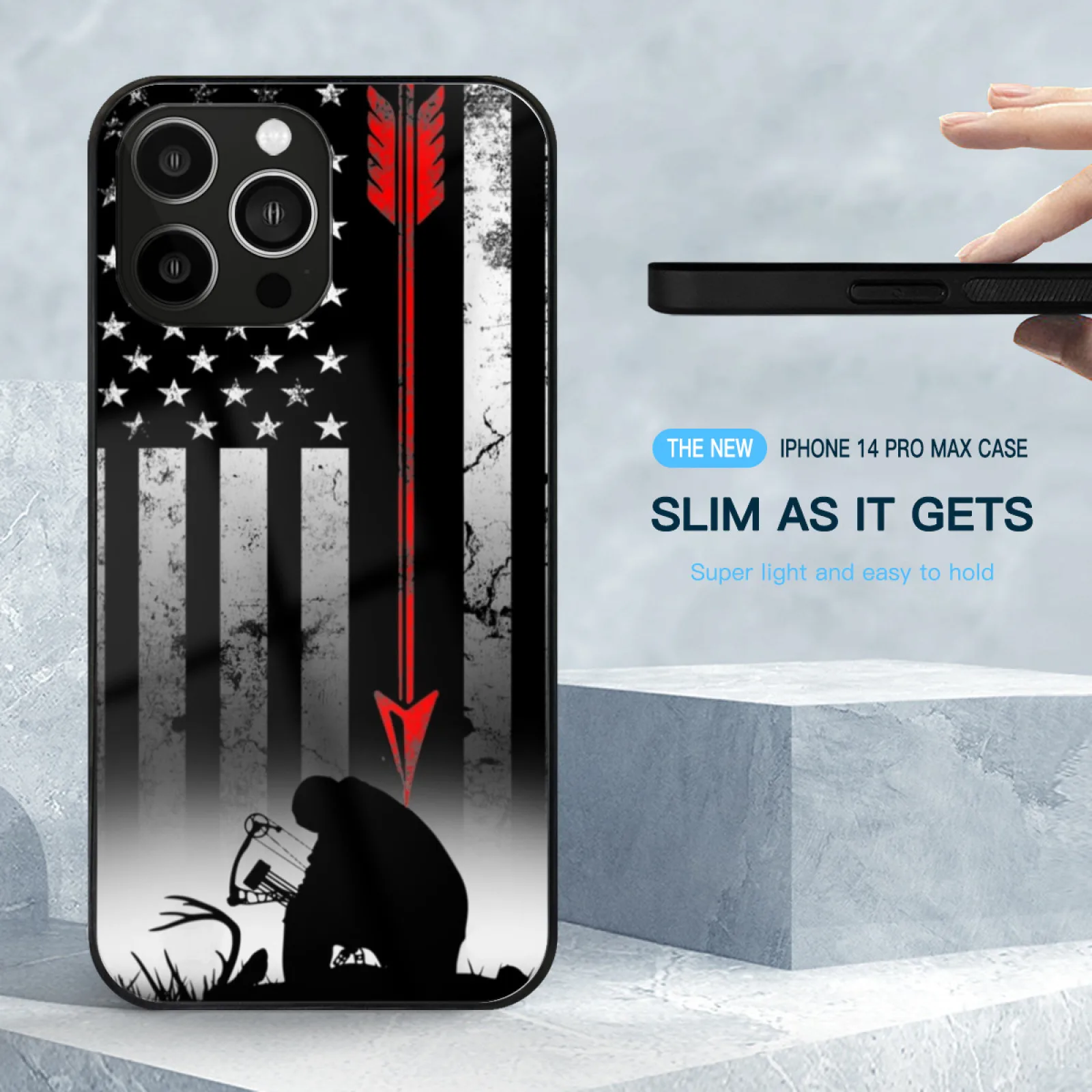 Bow Deer Hunting American Flag Bow Hunting Tempered Glass Case For Iphone 11 12 13 14 15 Pro Max Mini 7 8 X Xr Xs Plus Phone