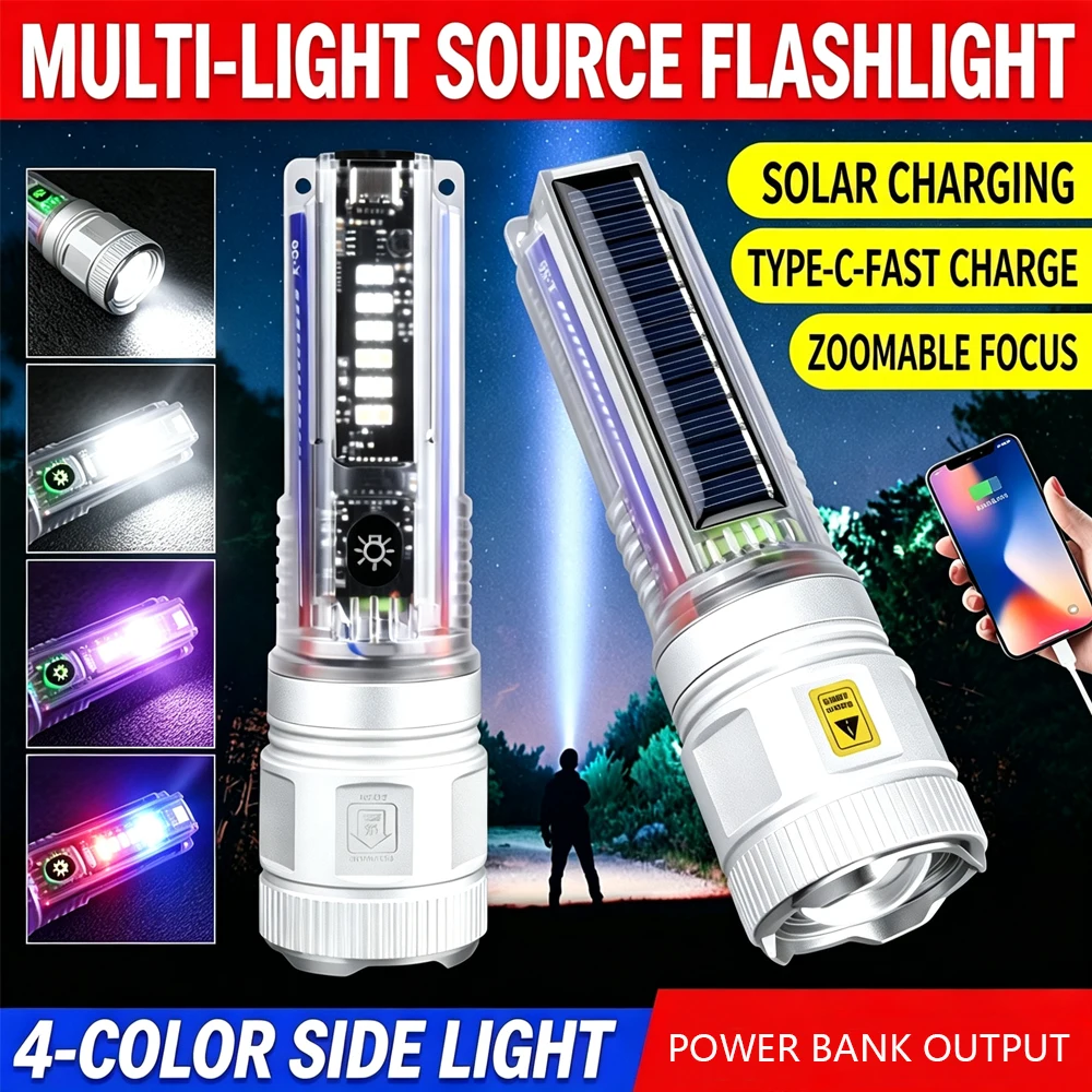 Renewable Energy Source - Lanterna LED potente com luz lateral,