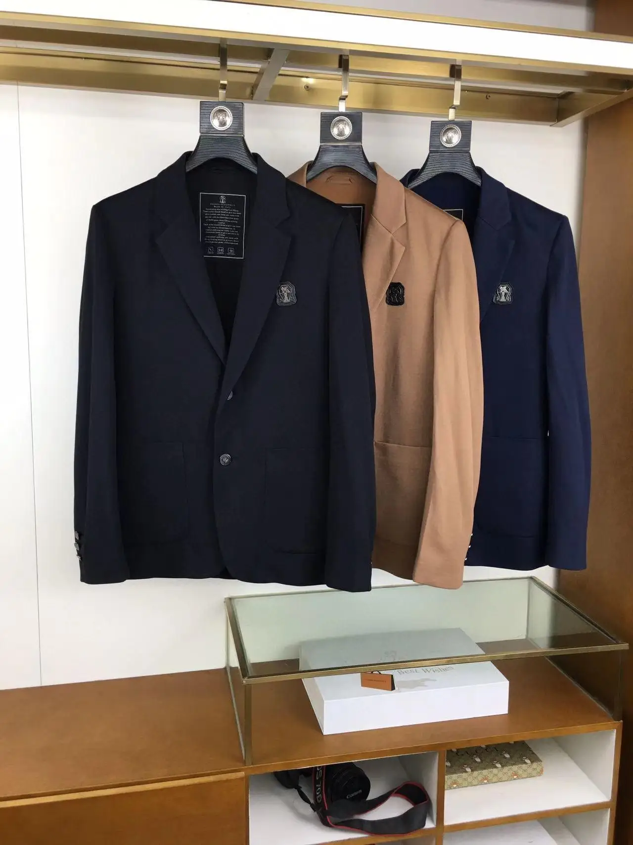 

Classic Emblem Busin Casual Men's Jaet Autumn Winter New Sle Faionable Flip Collar Suit Coat Stand Fit Youth ular