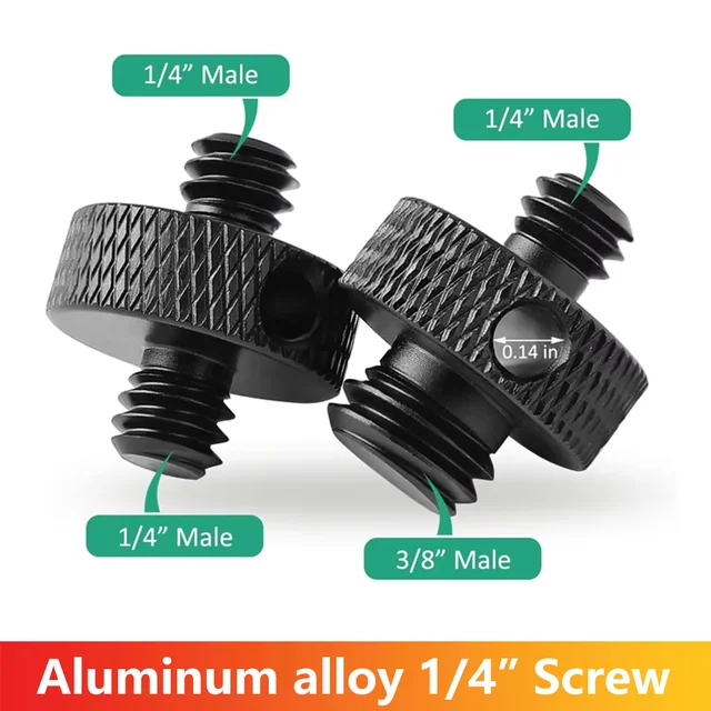 Adapter statywu 1/4 cala męski na 1/4 cala męski na 3/8 cala męski z gwintem do GoPro Hero 13 12 11 10 9 Insta360 X5 X4 X3 DJI Action