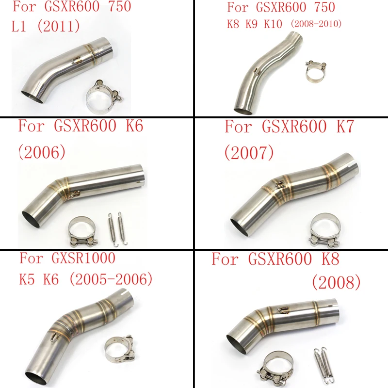 motocross For Suzuki GSXR600 750 1000 R600 R750 R1000 K5 K6 K7 K8 K9 K10 K11 Motorcycle Modified Middle Link Pipe Exhaust pit