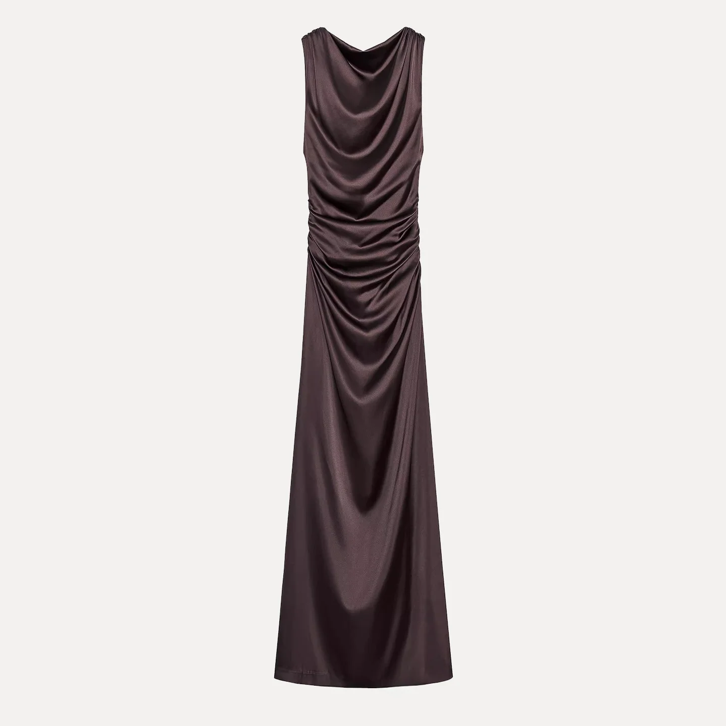 Summer 2025 New Women's Long Silk Satin Bal Dr Casual One oulder Gown Polyester Fiber Daily Wear Z Dr