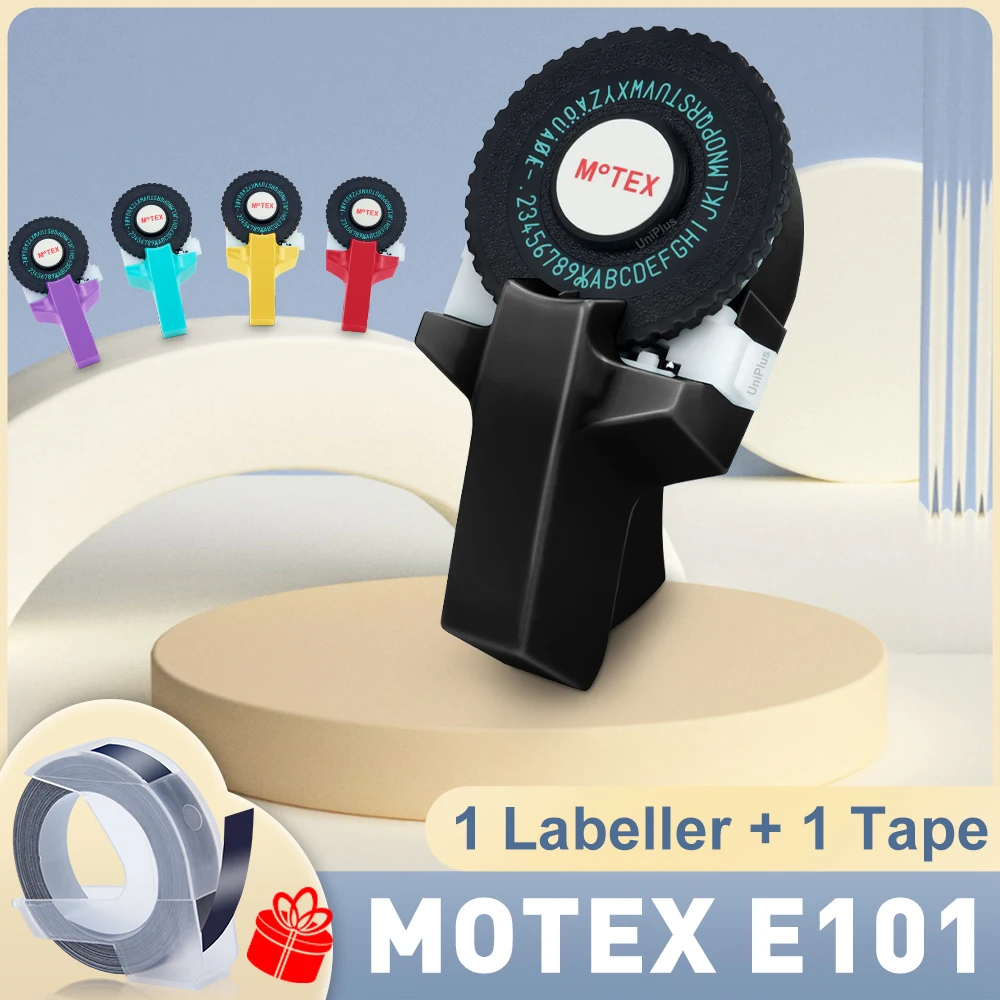 Labeling Machine Motex E101 3D Embossing Label Printer Typewriter Replace Motex E202 Dymo 12965 1540 Labeller with 3D Label Tape