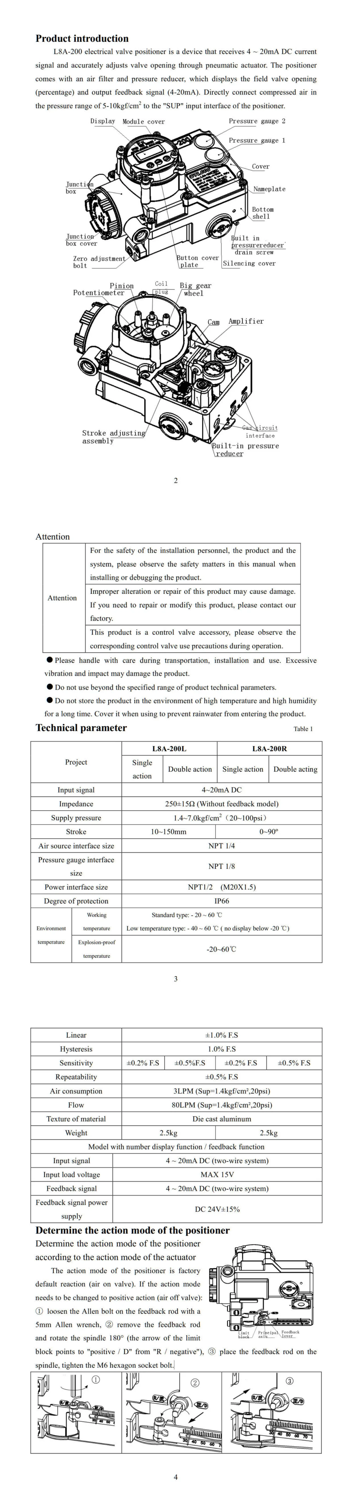 TLF DKV L8A-200 Explosion Proof Electro Pneumatic Valve Positioner with LCD Intelligent Positioner Single/Double Acting