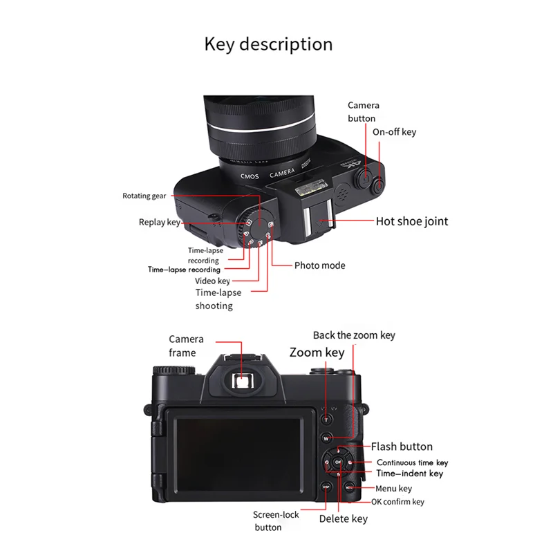 Nueva cámara de fotografía Digital Tech 4K WIFI Web Cam grabadora de vídeo Vintage cámara de videocámara de Streaming de 48MP con lente gran angular