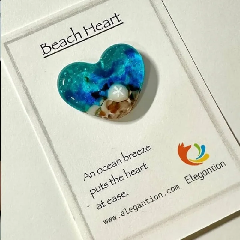 Glass Beach Pocket Heart Natural Heart Sea Fused Handmade Ocean Glass Heart Ornament Mini Cute Beach Decorative