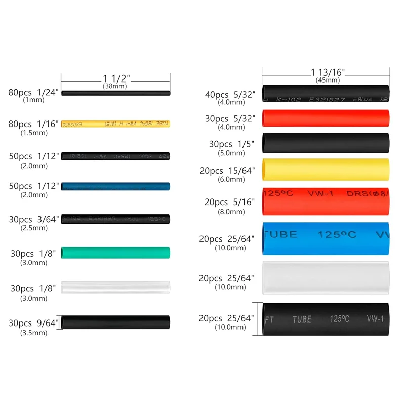 Heat Shrink Tube Kit Thermoresistant Tubing Heat Shrink 580pcs Wire Wrapping Electrical Connection Cable Insulation Sleeved