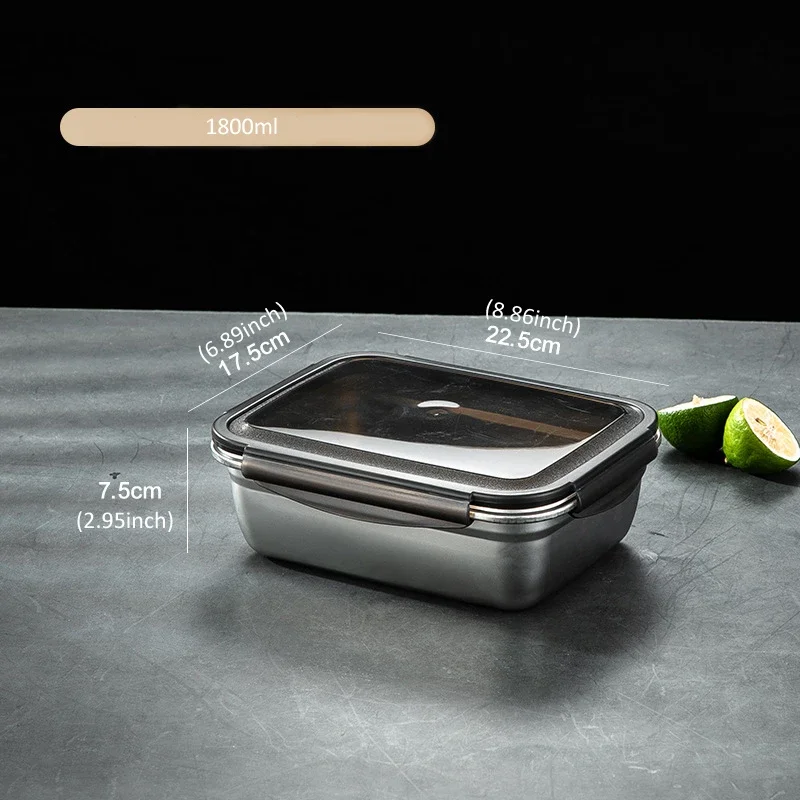 NONE 1x 304 Edelstahl Lunchbox Familien-Kühlschrank-Lebensmittelbehälter Tragbare Outdoor-Lunchboxen 7 Größen zur Auswahl 4
