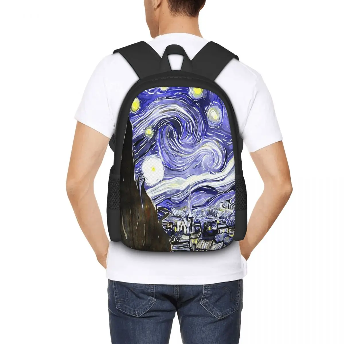 Vincent Van Gogh Paintings Starry Nigh Backpack Hot Sale Daypack Large Capacity BookBag School Bag Shoulder Bags for Men Women