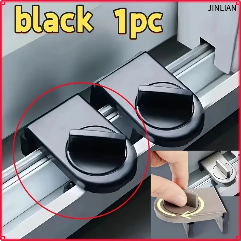Aluminum Alloy Sliding Door and Window Lock Latch Anti-theft Anti-pinch Safety Lock Child and Pet Protection Bidirectional Fixer