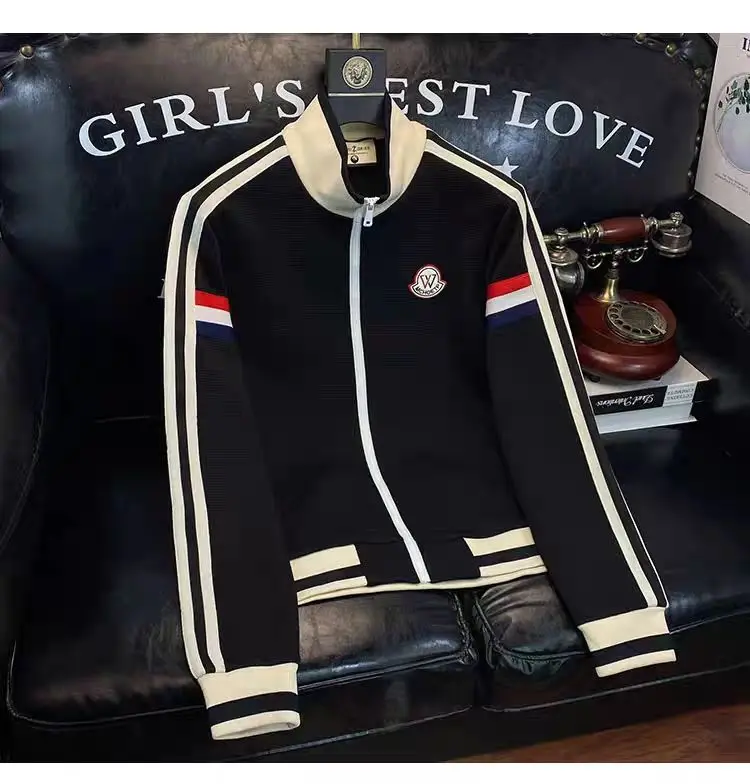 Splicing cardigan sweater men's suit jacket clothes black casual mature stable sports warm fashion spring and autumn