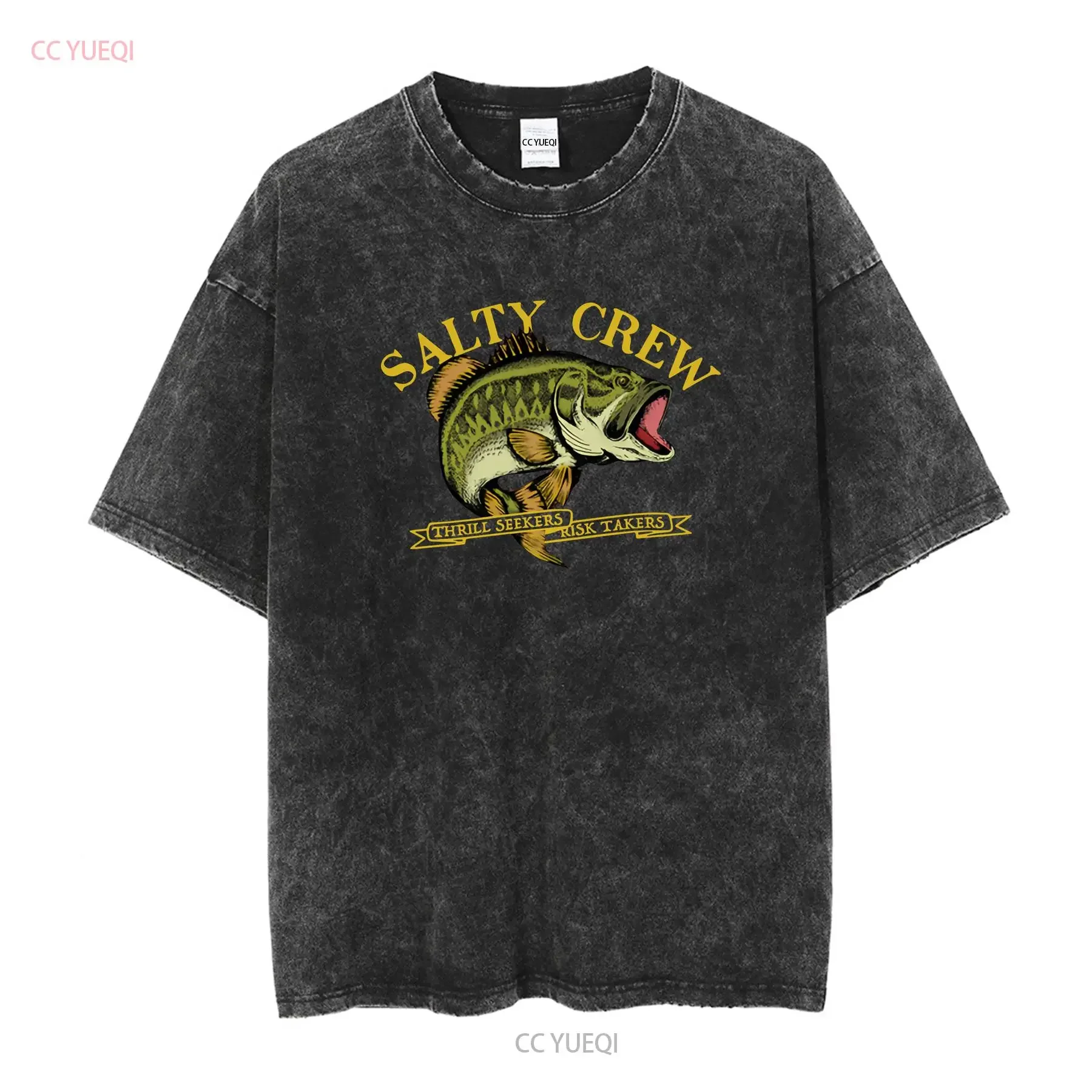 ORG SALTY CREW Men s THRILL SEEKERS RISK TAKERS Surf Snow Skate RARE T shirt L long or short sleeves vintage Washed graphic