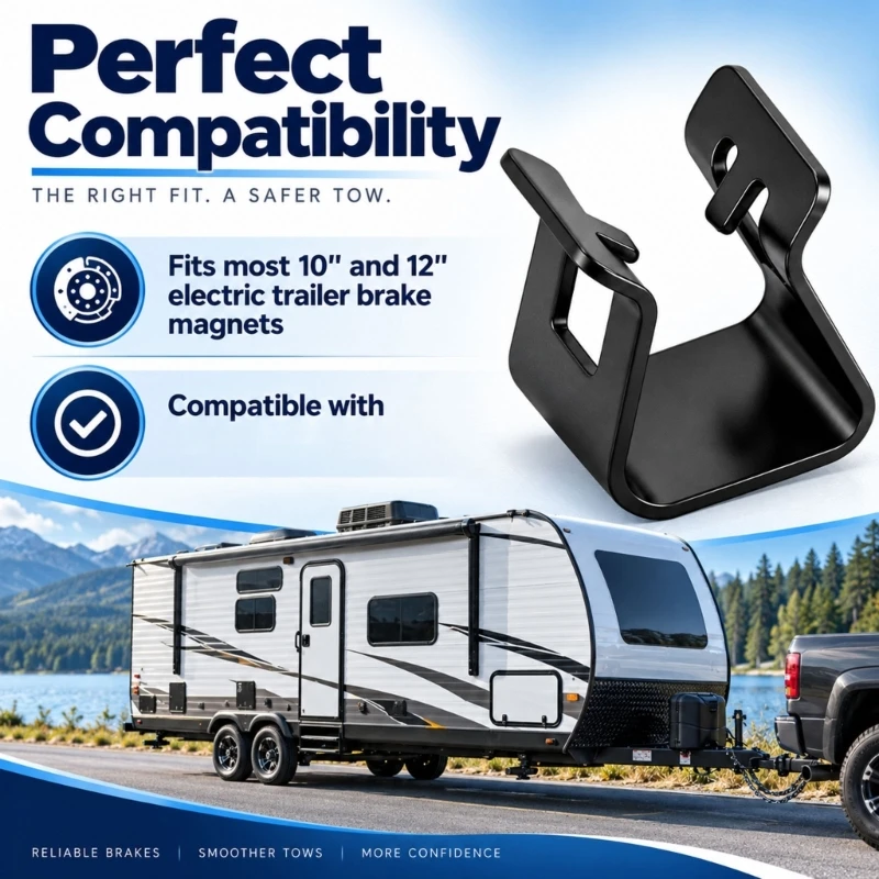 Stainless Steel 10in 12in Electric Trailer Brake Magnet Retainer BP19-001 Formed Clip with Sidewalls