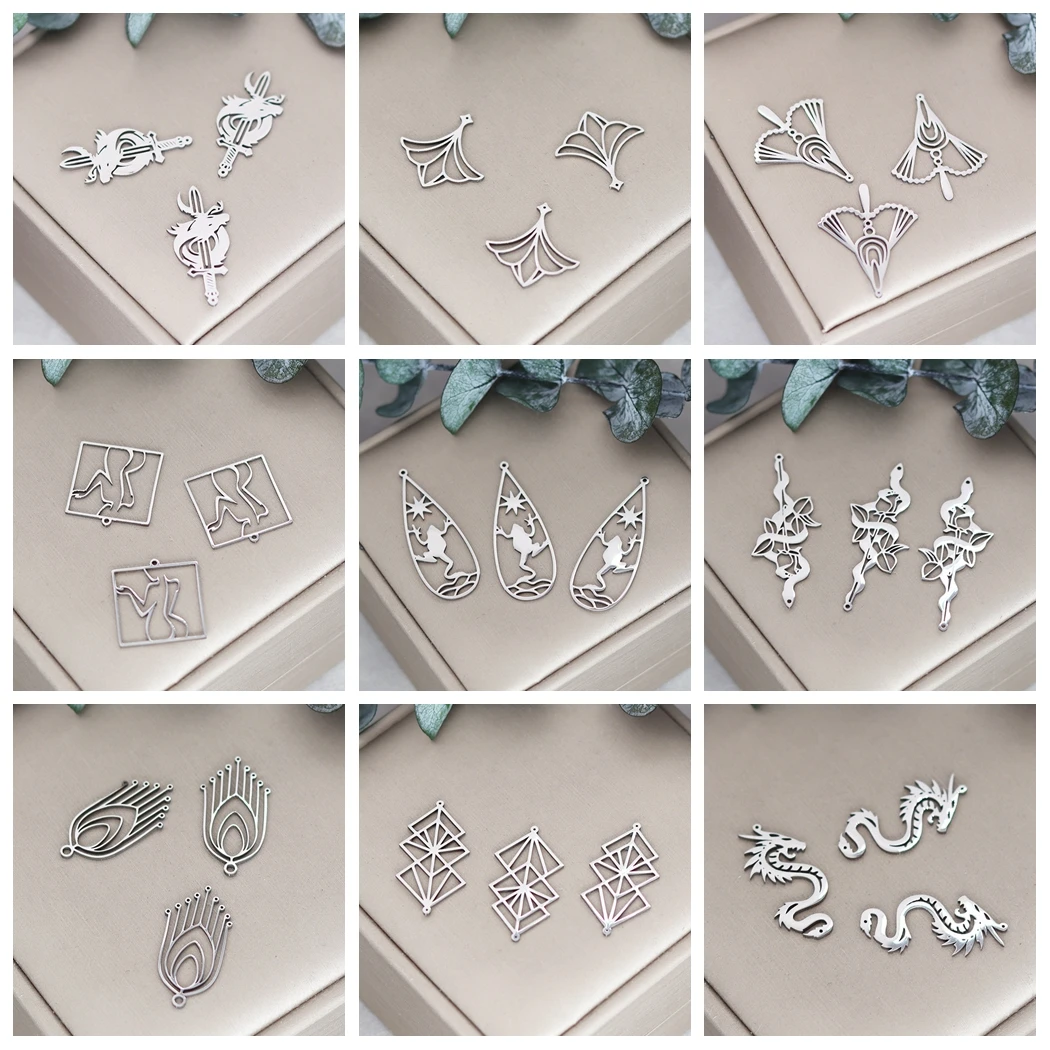 3szt Dragon Sword Charms Diy Kolczyki Naszyjnik Bransoletka Stal nierdzewna Wąż Żaba Liść klonu Pająk Charms Do tworzenia biżuterii