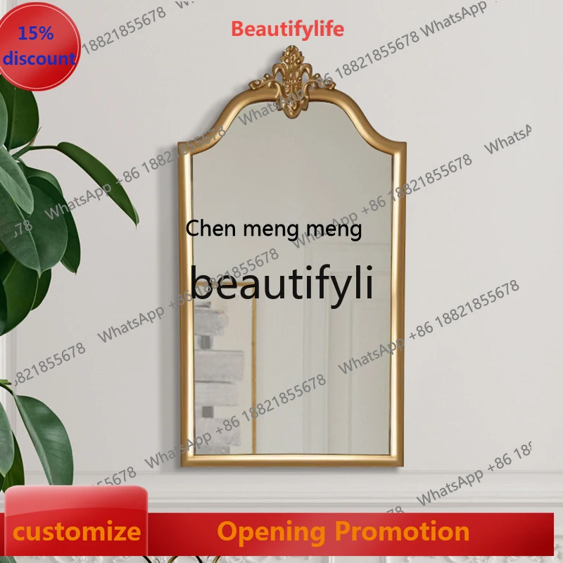 

B7304 ss French full-body full-length mirror bathroom makeup special-shaped arched mirror wall hanging floor