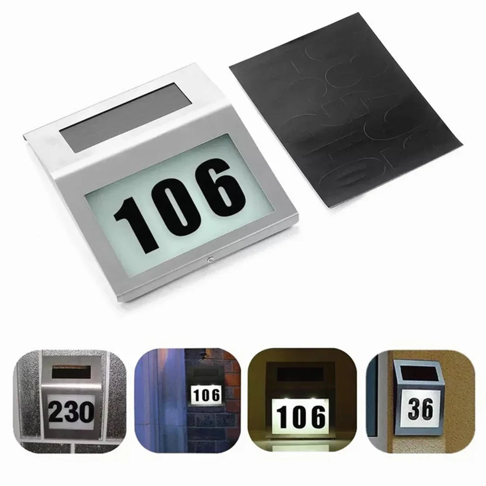 Waterproof Outdoor LED Solar Wall Light House Number Light Address Sign Illuminate for Home Garden Door Plate Wall Lamp