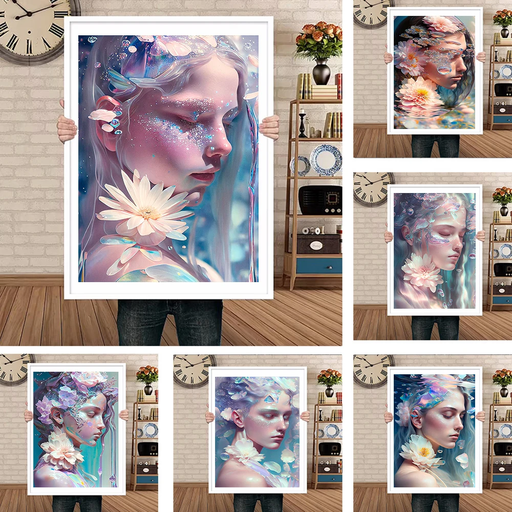 

Fantasy Colorful Lotus Sleeping Beauty Canvas Painting Fashion Character Aesthetic Posters Print Wall Art Living Room Home Decor