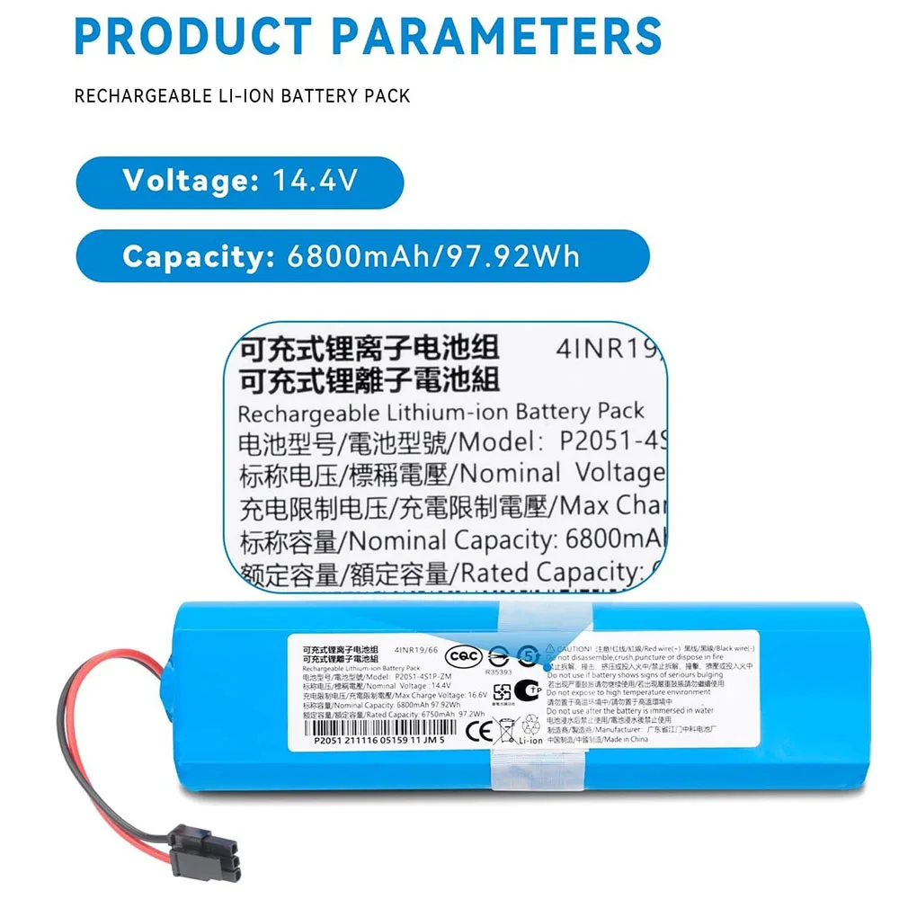 6800mAh Replacement Battery for Eufy RoboVac_X8 X8_Hybrid X8_White X8_Pro SES, 14.4V Li-ion 8-Cell Vacuum Parts with Safety BMS