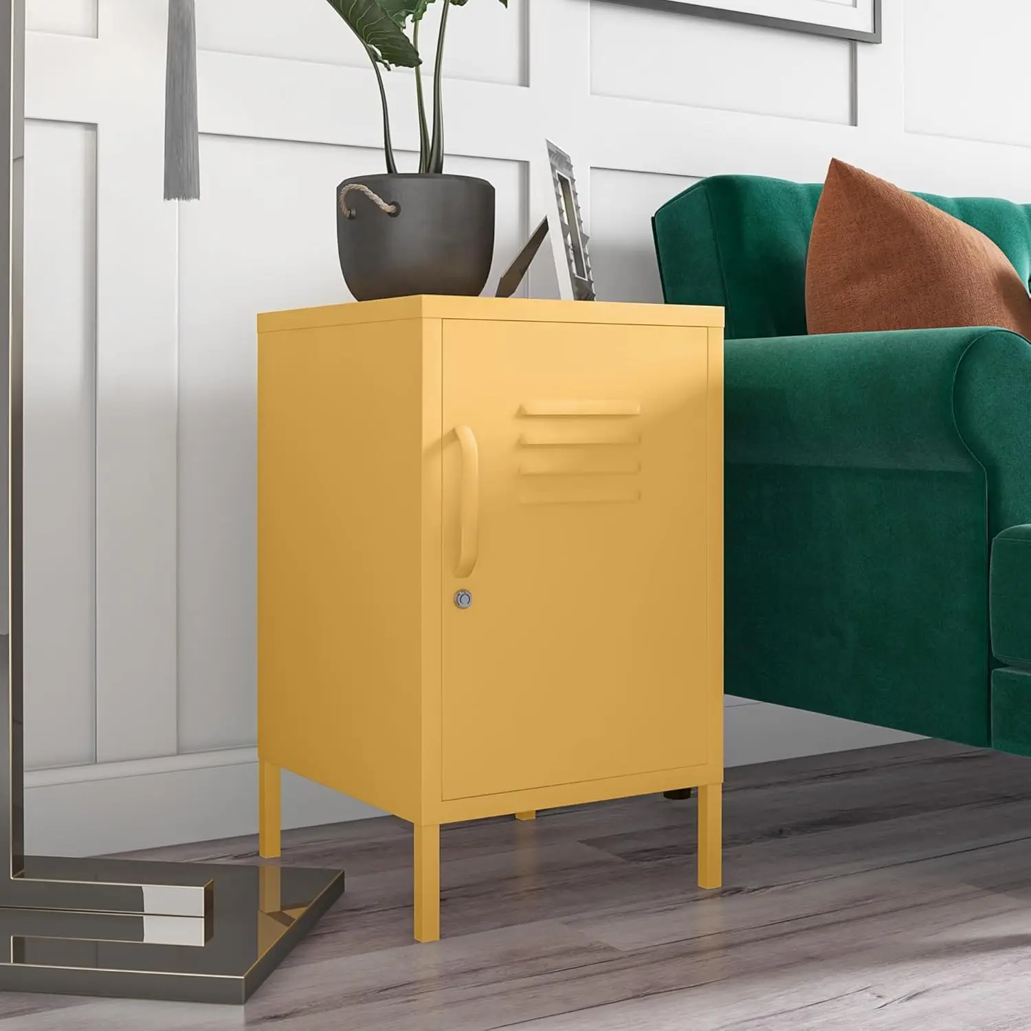 Cache Metal Locker, Yellow End Table