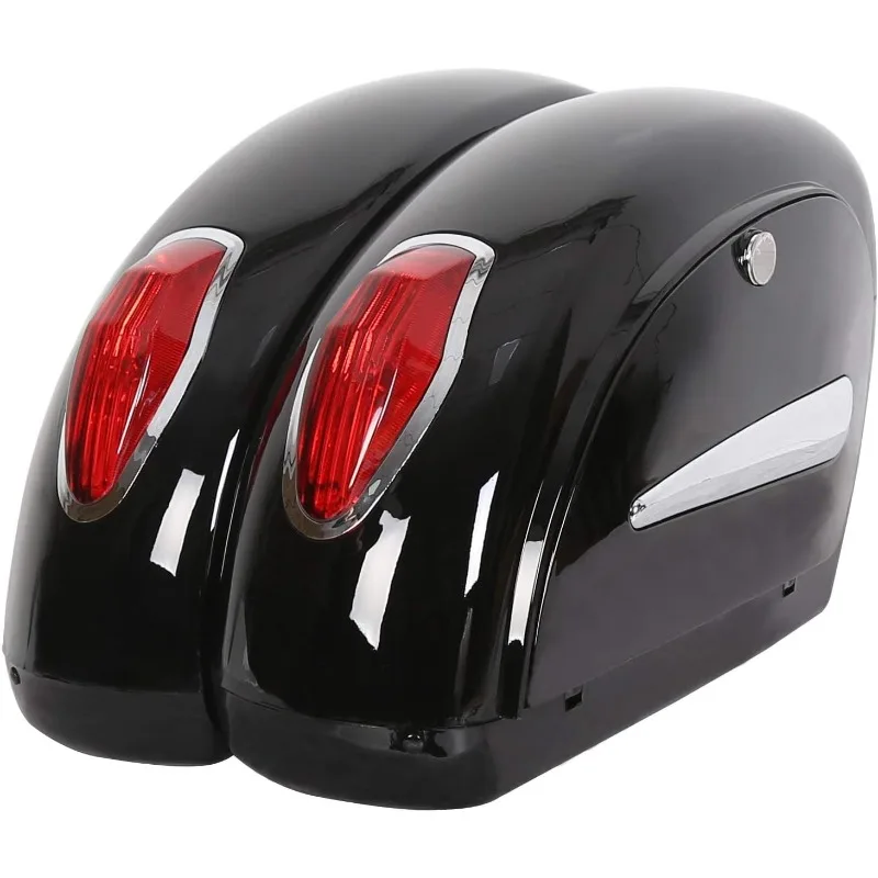 

KUAFU Universal Motorcycle Hard Saddlebag Trunk W/Lights W/Locks Compatible with Honda Yamaha Harley Suzuki Kawasaki Motorcycle