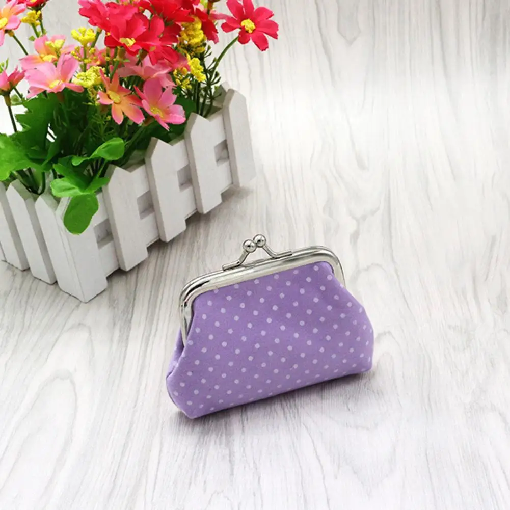 Kiss Lock Coin Pouch Women’s Polka Dot Coin Purse Mini Lightweight Kiss Lock Pouch Pocket-sized Small Item Holder for Coins
