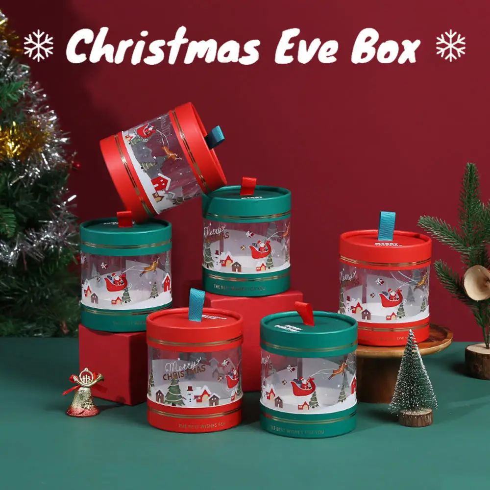 1pc Christmas Candy Box Gift Apples Mousse Cake Hug Bucket Dessert Plastic Transparent Packing Box Party Decorations