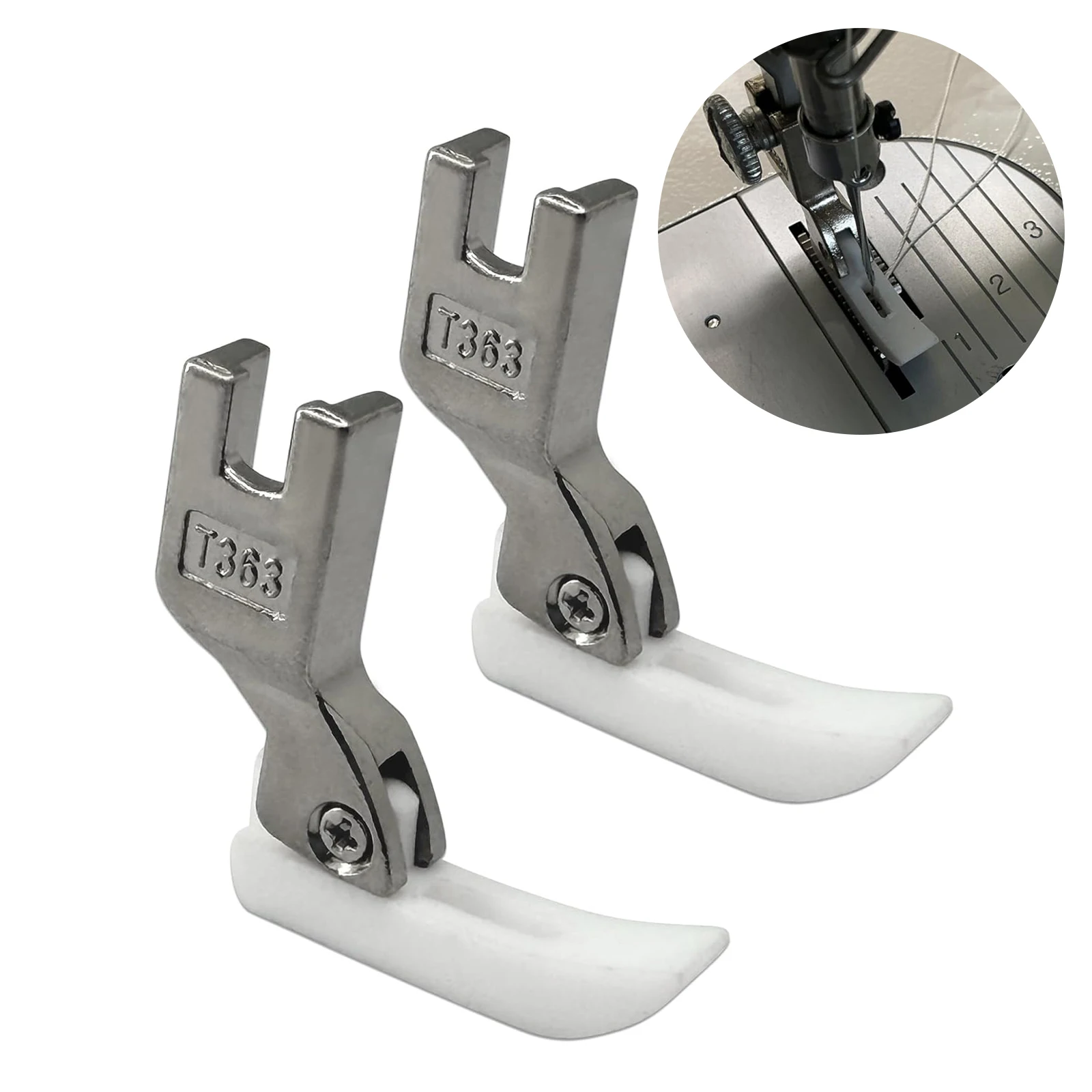 2Pcs#T363 Non-Stick Plastic Bottom Narrow Zipper Presser Foot  For Juki Brother Consew Industrial Sewing Machines Accessories