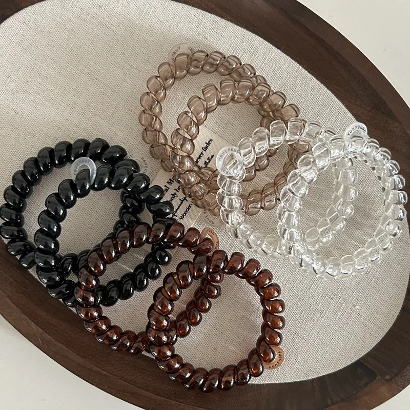

2PCS/Set Telephone Elastic Hair Bands Hair Ties Women Girls Ponytail Holder Plastic Spiral Hair Rope Gum Hair Accessories Basic