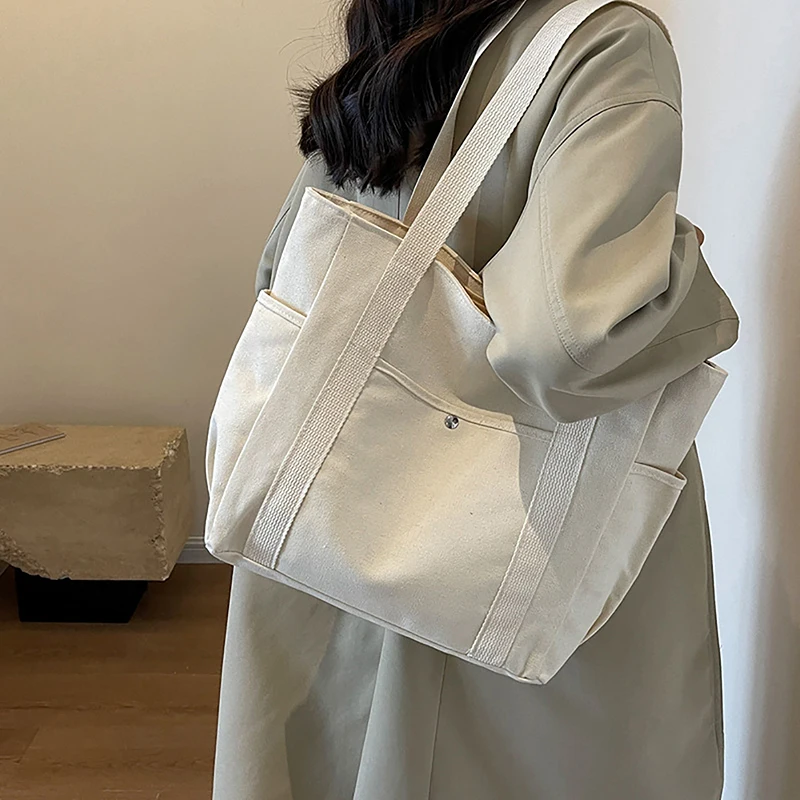 Sac fourre-tout en toile de grande capacité pour le travail, tenue d'étudiant de style collège, sac de transport pour le travail, commconsult, 1PC