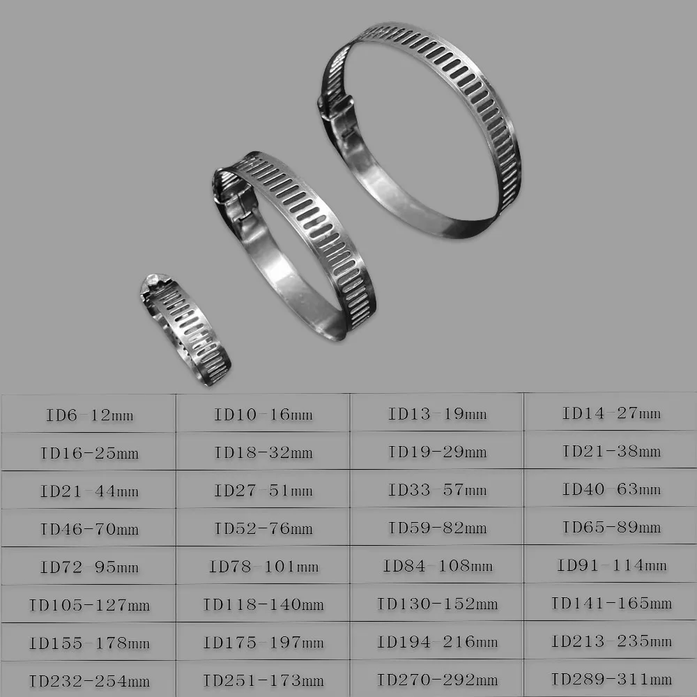 Factory direct sales of 304 stainless steel automotive hose clamps, water hose clamps, pipe connections, strengthened fastening