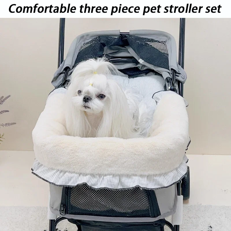 Comfortable Dog Stroller Edge Pads Set Soft Small Medium Pets Stroller Mat Anti Dirty Wipes Cotton Mat Four Season Universal