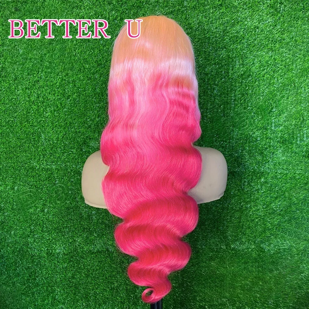 250% أومبير الوردي 13x6 شقراء ملونة الدانتيل الجبهة الباروكات شعر الإنسان للنساء قبل نتف البرازيلي الجسم موجة 13x4 الدانتيل شعر مستعار أمامي