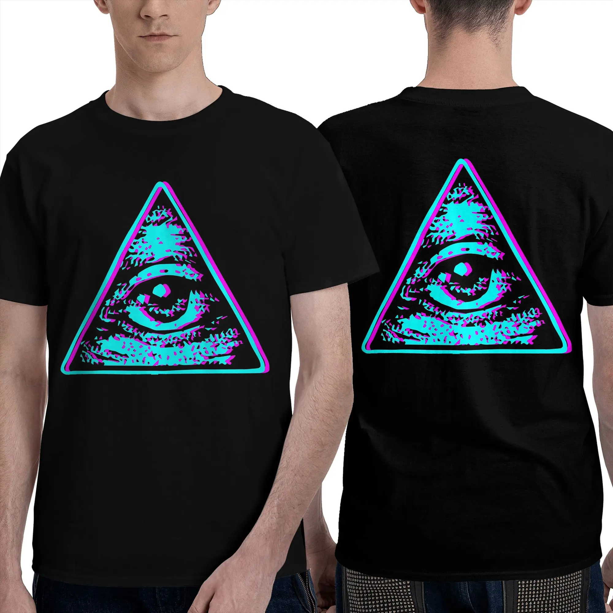100% Cotton Eye Illuminati T-Shirt Men's Double Sided T Shirt Men Round Neck Summer Shirts Tops S-6XL