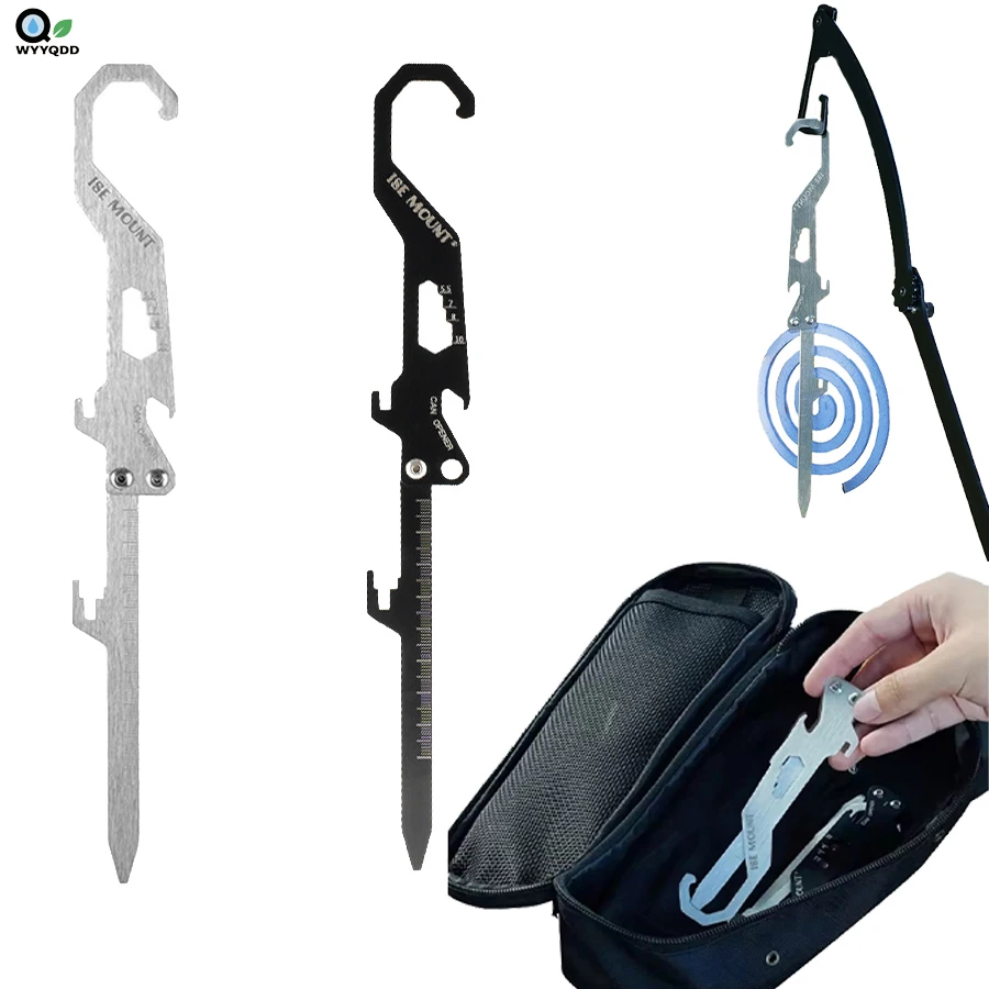 

Stainless Steel Hook Mosquito Coil Bracket Bottle Coil Holder Bottle Opener Measuring Ruler Portable Foldable Outdoor Tool