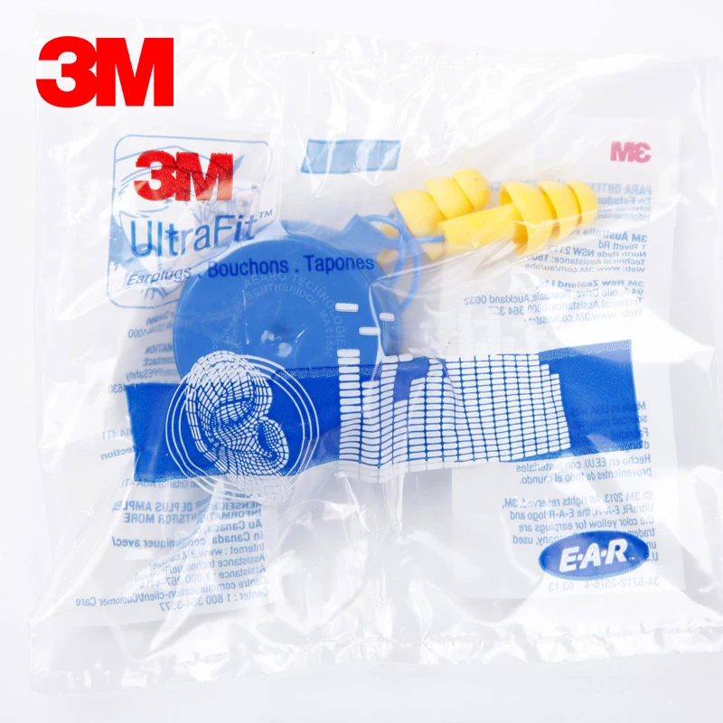 5pcs 3M E-A-R 340-4002 Ultra Fit Reusable Corded Earplugs Blue Ear Protector with Box One Size Fits All