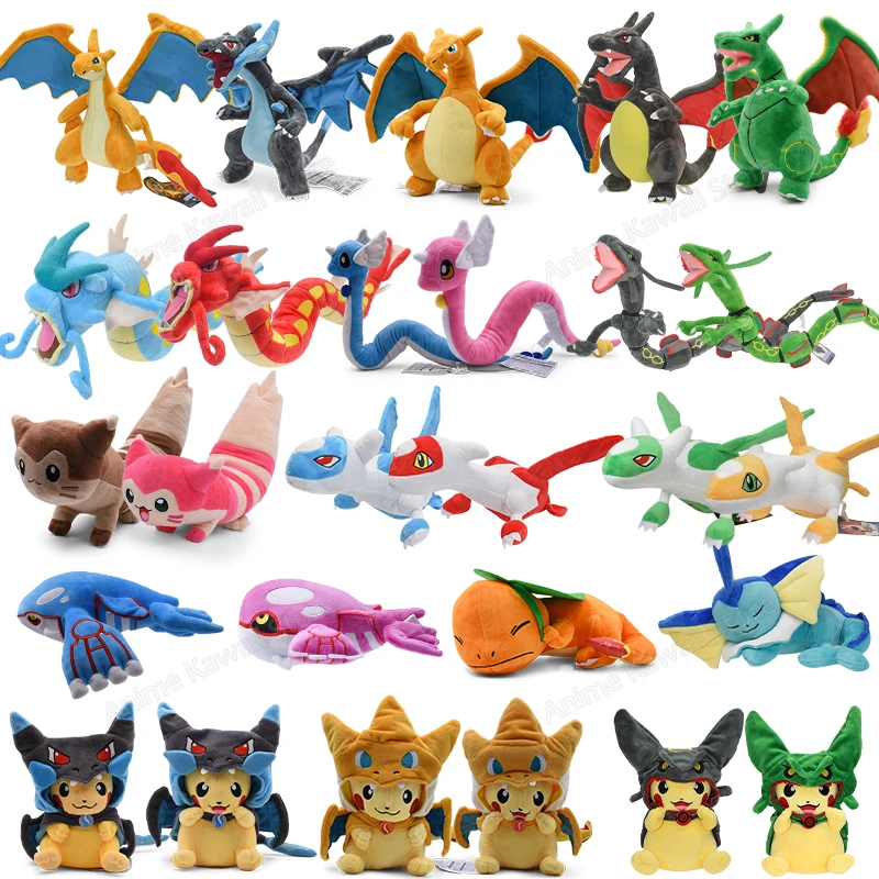 Hot Pokemon Mega Rayquaza Charizard X Y Plush Toys Pikachu Shiny Gyarados Dragonair Furret Kyogre Charmander Peluche Dolls